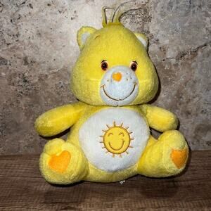 Vintage Care Bears Funshine 8" Stuffed Plush 2002 Yellow Small Size Sun Belly